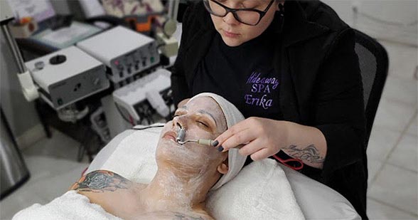 Facial service being performed at Hideaway Spa in Windsor Ontario