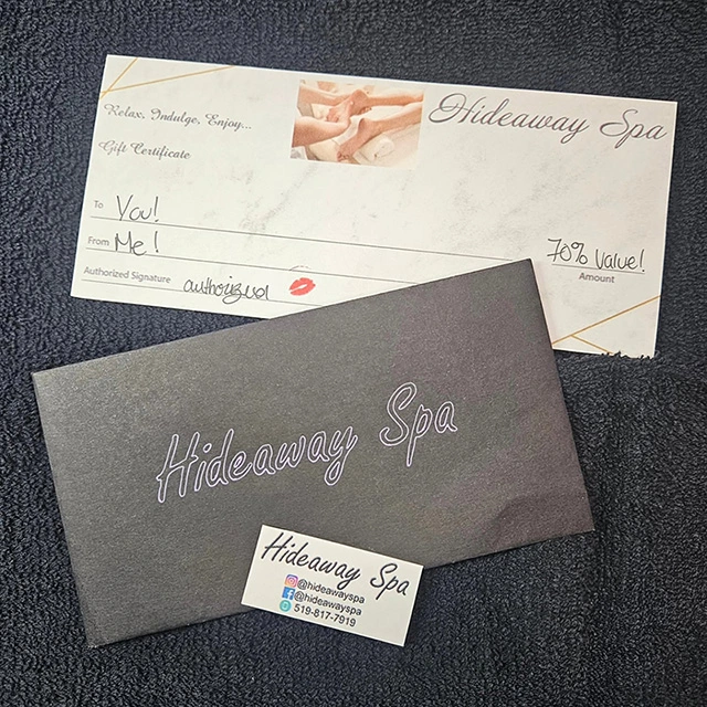 Hideaway Spa gift certificate