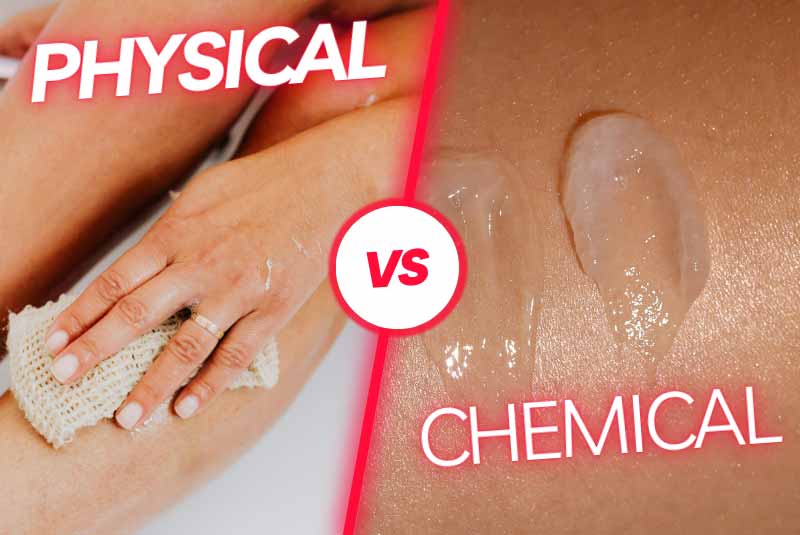 Physical vs chemical exfoliation Hideaway spa compares the differences